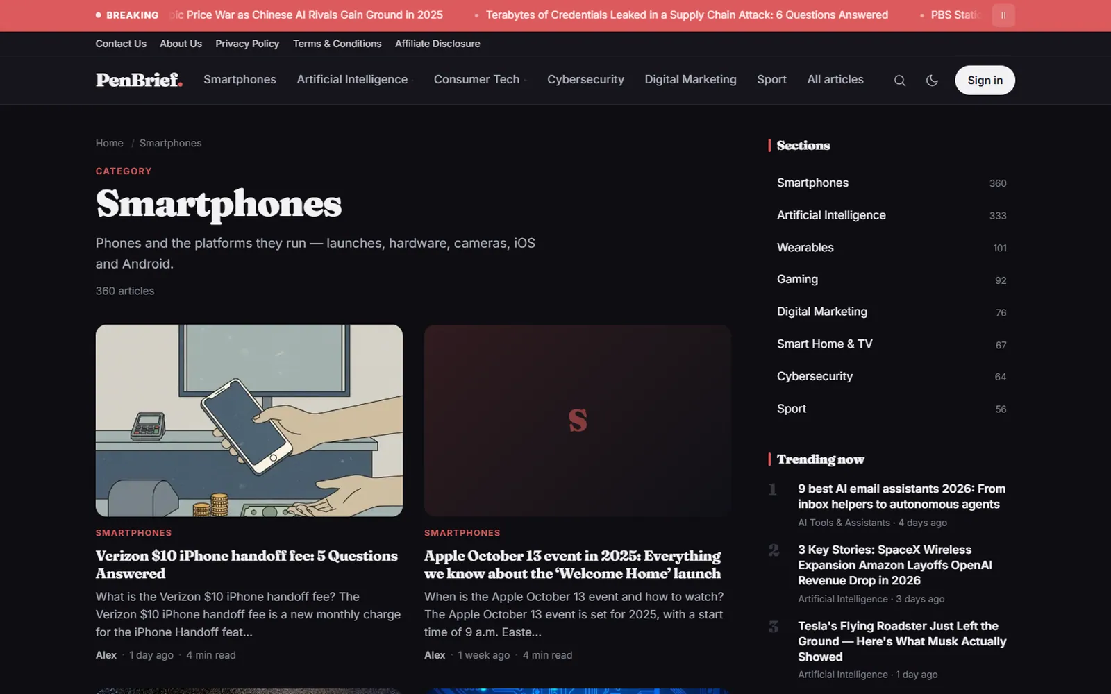 AI Content Publishing Platform: Category: smartphones