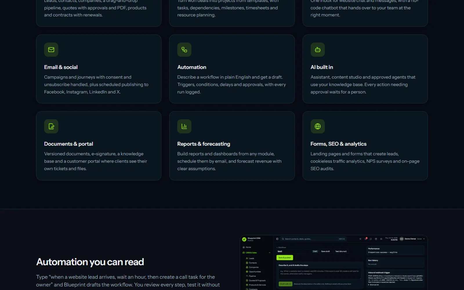 Blueprint CRM: Security and automation