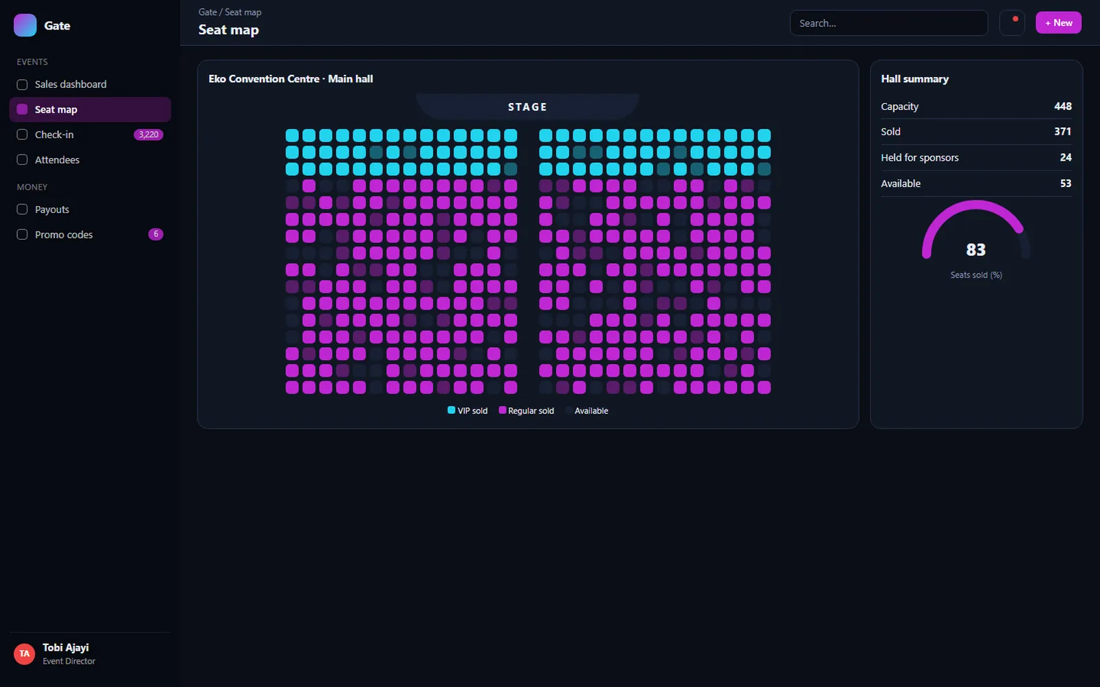 Gate Event Ticketing: Seat map
