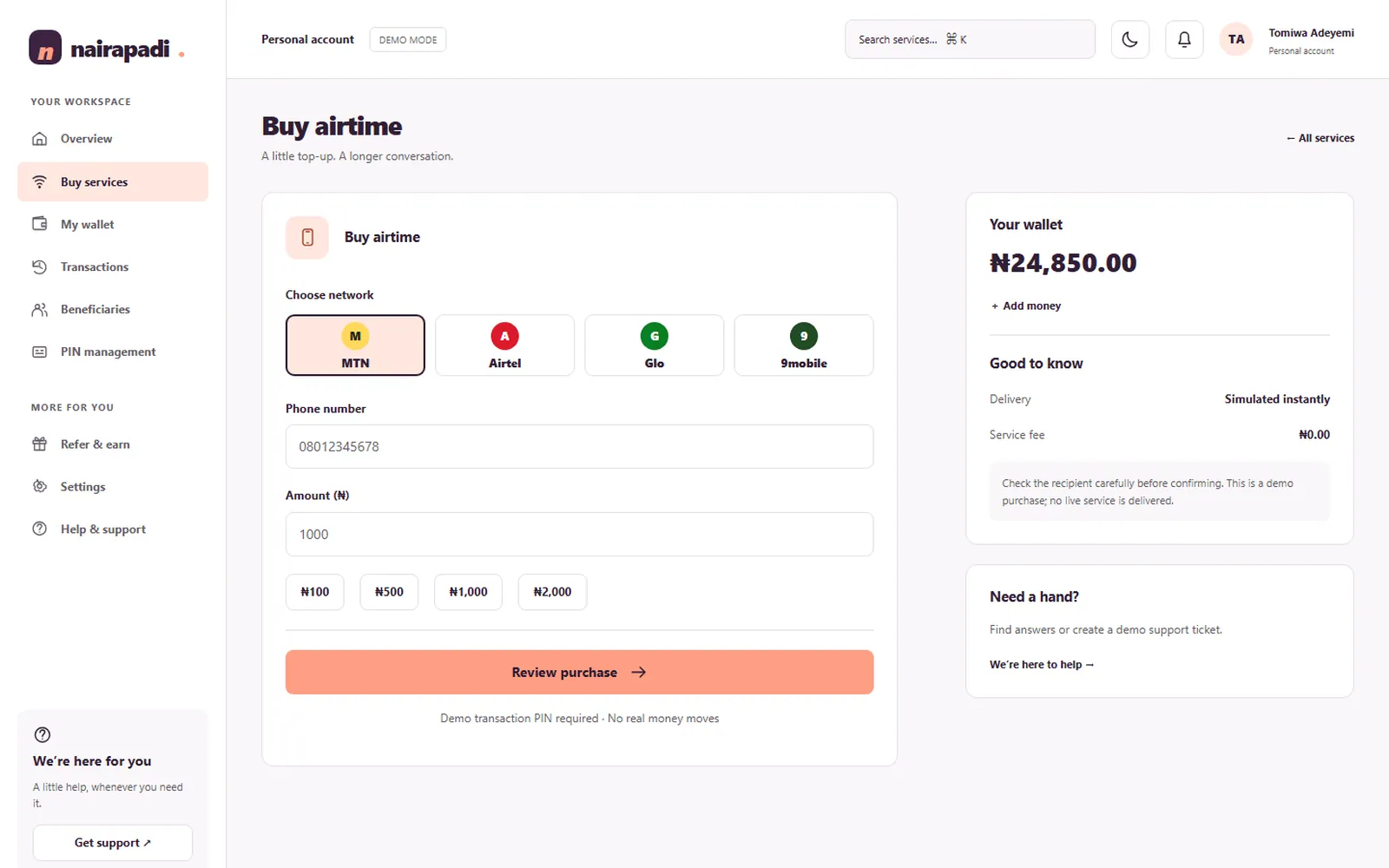 NairaPadi VTU App: Buy airtime
