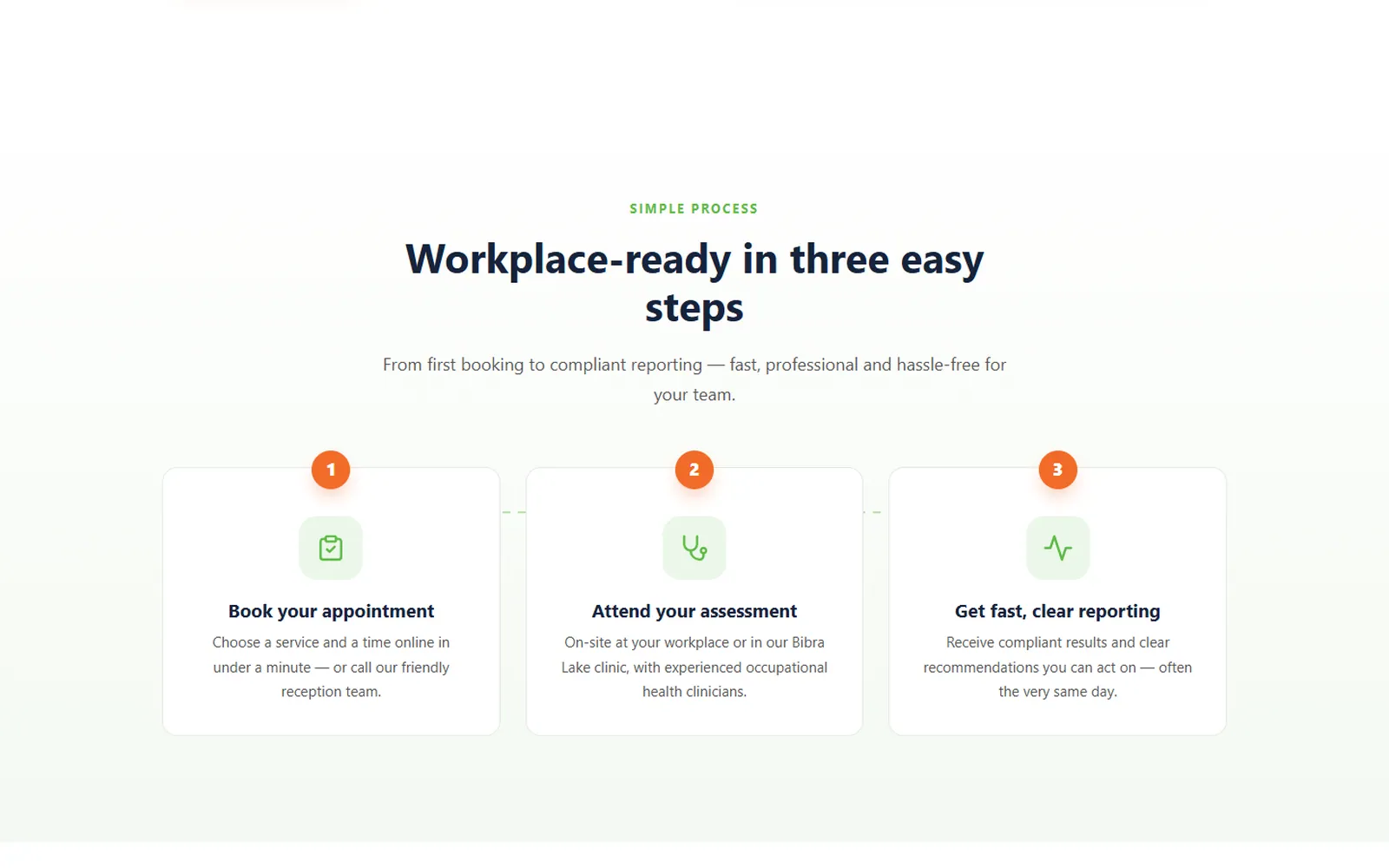 Occufam Medical Website: Client reviews and call to action